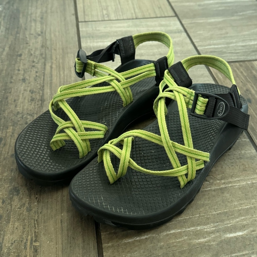 Chaco Women's Black Sandals with Lime Green Straps